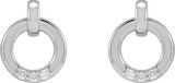 14K Gold Round Natural Diamond Accented Circle Earrings – 1.5mm Stones - White Gold - view 2