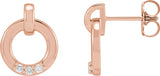 14K Gold Round Natural Diamond Accented Circle Earrings – 1.5mm Stones - Rose Gold