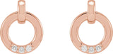 14K Gold Round Natural Diamond Accented Circle Earrings – 1.5mm Stones - Rose Gold - view 2