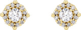 14K Gold Round Natural Diamond Halo-Style Earrings – 2.5-4.5mm Stones - Yellow Gold - view 2