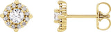14K Gold Round Natural Diamond Halo-Style Earrings – 2.5-4.5mm Stones - Yellow Gold