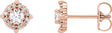 14K Gold Round Natural Diamond Halo-Style Earrings – 2.5-4.5mm Stones - Rose Gold