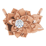14K Gold Round Lab-Grown Diamond Flower Necklace - Rose Gold