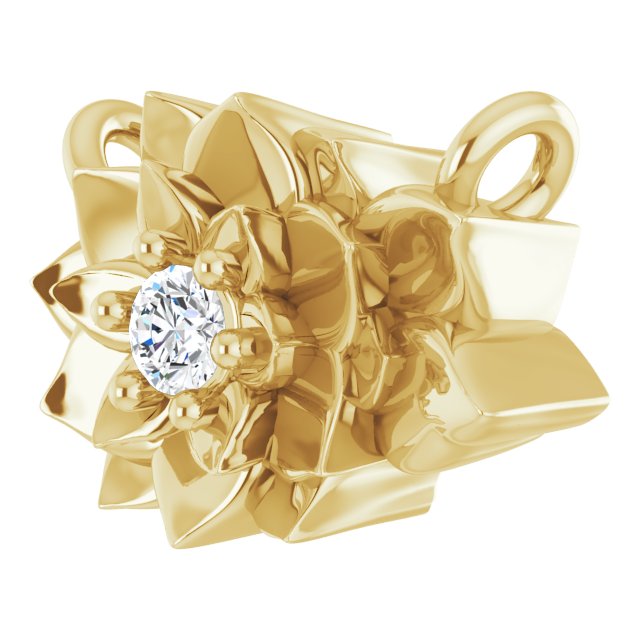 14K Gold Round Lab-Grown Diamond Flower Necklace - Yellow Gold - view 2
