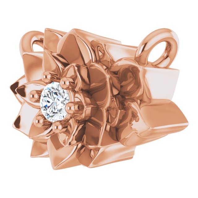 14K Gold Round Lab-Grown Diamond Flower Necklace - Rose Gold - view 2