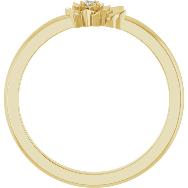 14K Gold Round Natural Diamond Flower Ring - Yellow Gold - view 2