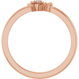 14K Gold Round Natural Diamond Flower Ring - Rose Gold - view 2