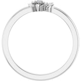 14K Gold Round Natural Diamond Flower Ring - White Gold - view 2