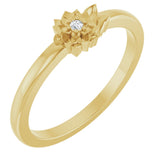 14K Gold Round Natural Diamond Flower Ring - Yellow Gold