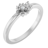 Platinum Round Natural Diamond Flower Ring