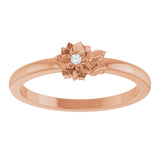 14K Gold Round Natural Diamond Flower Ring - Rose Gold - view 3