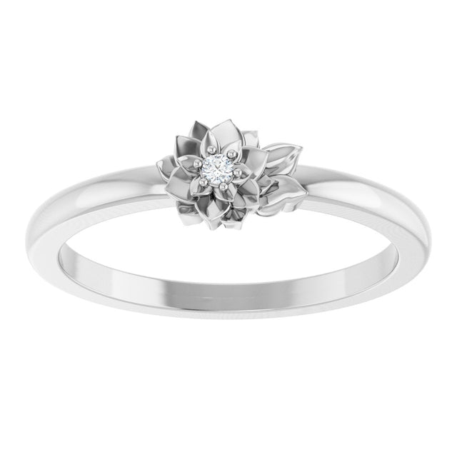 Platinum Round Natural Diamond Flower Ring - view 3