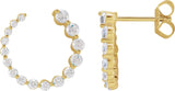 14K Gold Round Natural Diamond Front-Back Earrings - Yellow Gold
