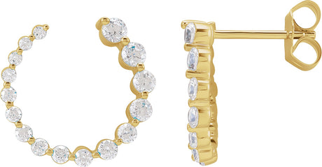 14K Gold Round Lab-Grown Diamond Front-Back Earrings - Yellow Gold