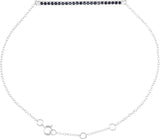 14K Gold Round Natural Blue Sapphire Accented Bar Bracelet - White Gold