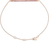 14K Gold Round Natural Pink Sapphire Accented Bar Bracelet - Rose Gold