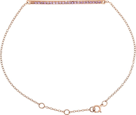 14K Gold Round Natural Pink Sapphire Accented Bar Bracelet - Rose Gold