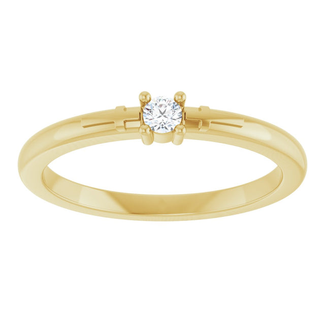 14K Gold Round Natural Diamond Cross Promise Ring - Yellow Gold - view 3