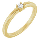 14K Gold Round Natural Diamond Cross Promise Ring - Yellow Gold