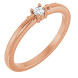14K Gold Round Natural Diamond Cross Promise Ring - Rose Gold