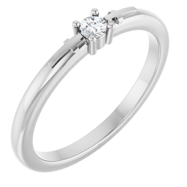 Platinum Round Natural Diamond Cross Promise Ring