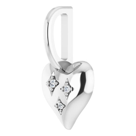 Platinum Round Natural Diamond Heart Pendant II - view 2