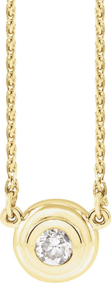 14K Gold Round Natural Diamond Bezel-Set Necklace - Yellow Gold