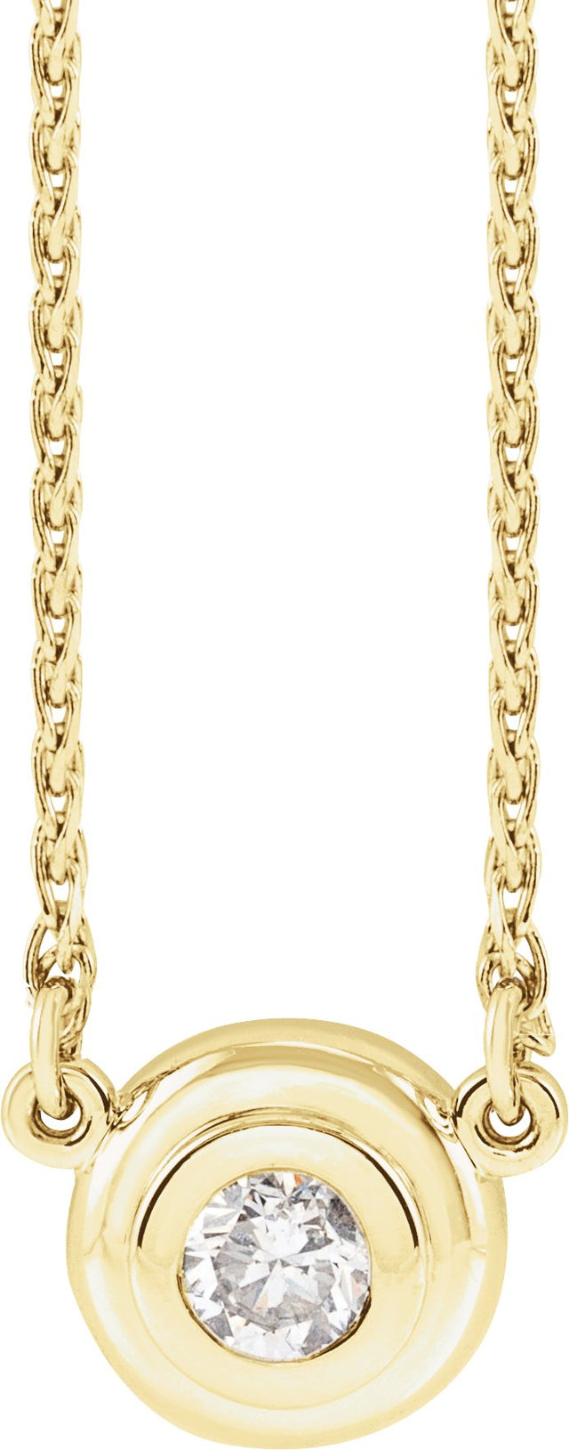 14K Gold Round Natural Diamond Bezel-Set Necklace - Yellow Gold