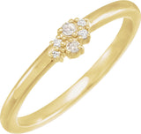 14K Gold Round Natural Diamond Rose-Cut Stackable Ring II - Yellow Gold