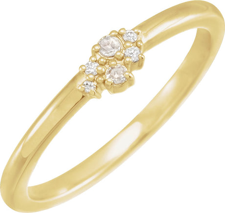 14K Gold Round Natural Diamond Rose-Cut Stackable Ring II - Yellow Gold