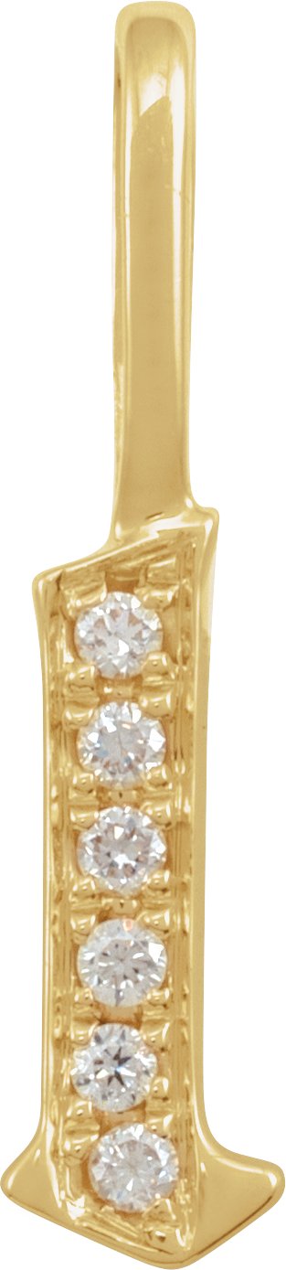 14K Gold Round Natural Diamond Gothic Initial Pendant - Yellow Gold