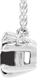 14K Gold Round Natural Black Onyx Double Claw-Prong Solitaire Necklace - White Gold - view 2