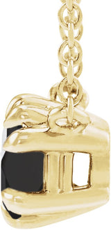 14K Gold Round Natural Black Onyx Double Claw-Prong Solitaire Necklace - Yellow Gold - view 2