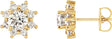 14K Gold Round Natural Diamond Cluster Earrings – 5mm Stones - Yellow Gold