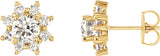 14K Gold Round Natural Diamond Cluster Earrings – 5mm Stones - Yellow Gold