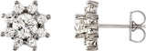 14K Gold Round Natural Diamond Cluster Earrings – 5mm Stones - White Gold