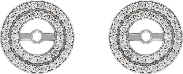 14K Gold Natural Diamond Double Halo-Style Earring Jackets - White Gold - view 2