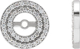 14K Gold Natural Diamond Double Halo-Style Earring Jackets - White Gold