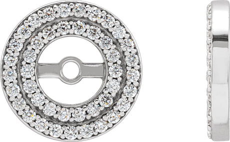 14K Gold Natural Diamond Double Halo-Style Earring Jackets - White Gold