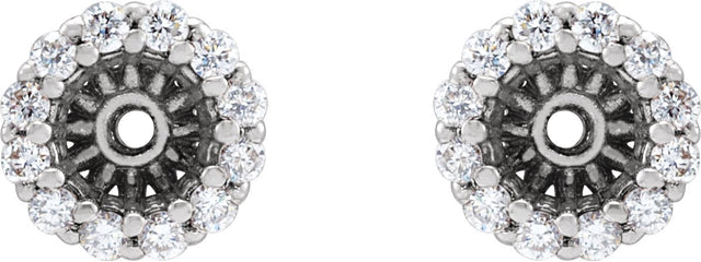 14K Gold Natural Diamond Halo-Style Earring Jackets XV - White Gold - view 2