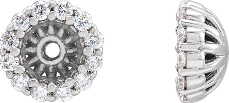 Platinum Natural Diamond Halo-Style Earring Jackets III