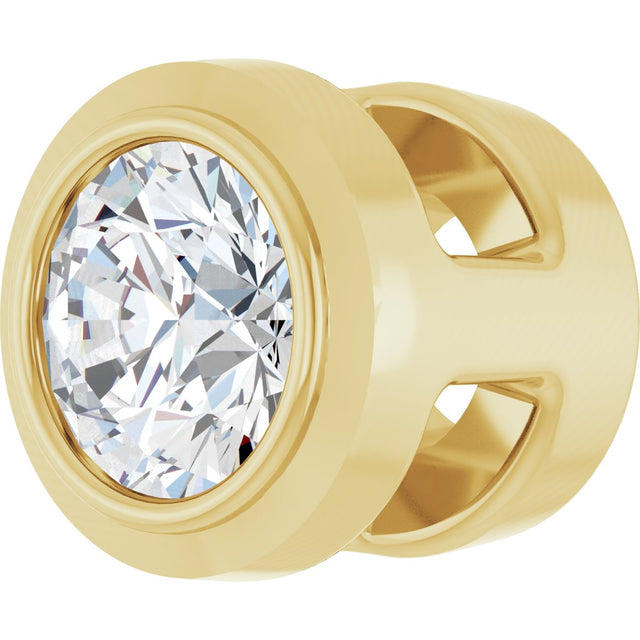 14K Gold Lab-Grown Diamond Round Bezel-Set Slide Pendant - Yellow Gold - view 2