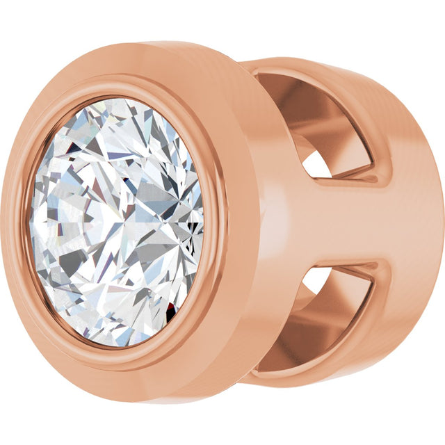 14K Gold Lab-Grown Diamond Round Bezel-Set Slide Pendant - Rose Gold - view 2