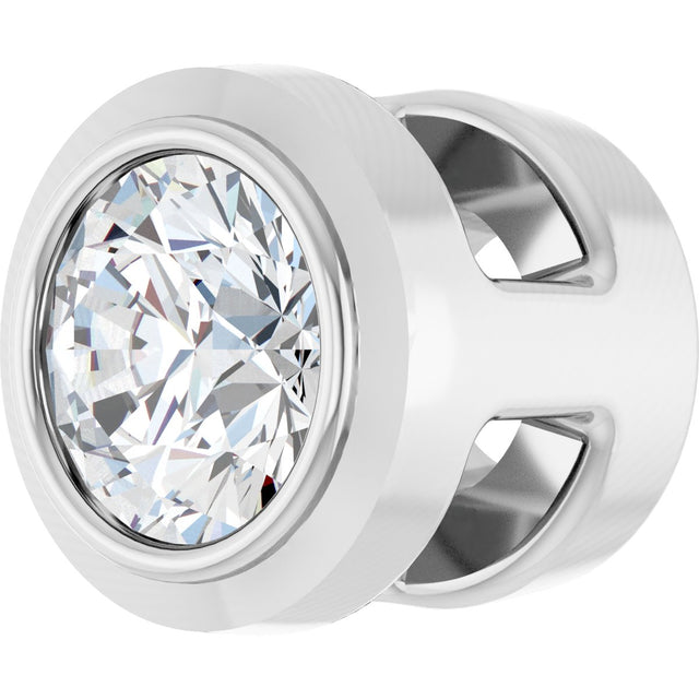 14K Gold Natural Diamond Round Bezel-Set Slide Pendant - White Gold - view 2