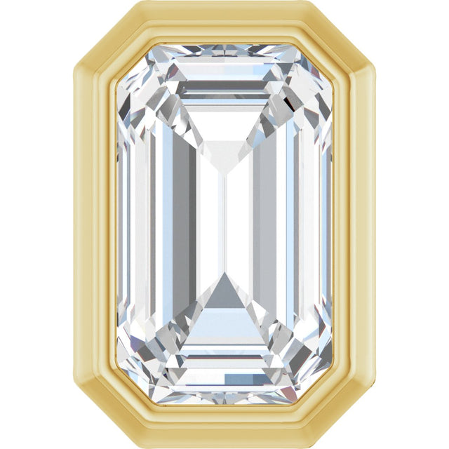 14K Gold Emerald Lab-Grown Diamond Solitaire Slide Pendant - Yellow Gold