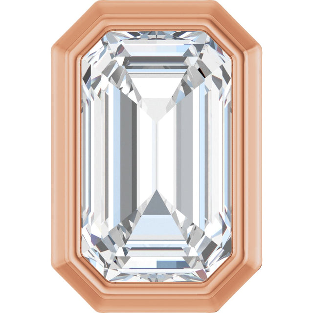 14K Gold Emerald Lab-Grown Diamond Solitaire Slide Pendant - Rose Gold