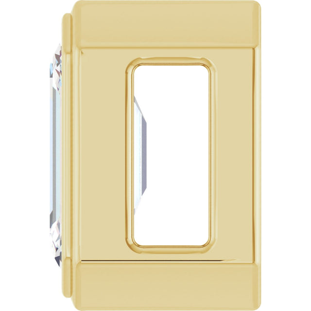 14K Gold Emerald Lab-Grown Diamond Solitaire Slide Pendant - Yellow Gold - view 3