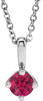 Platinum Round Lab-Grown Ruby Solitaire Necklace or Pendant III