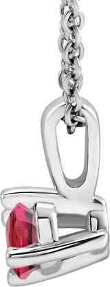 Platinum Round Natural Ruby Solitaire Necklace or Pendant II - view 2