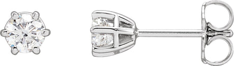 14K Gold Lab-Grown Diamond Round 6-Prong Stud Earrings - White Gold